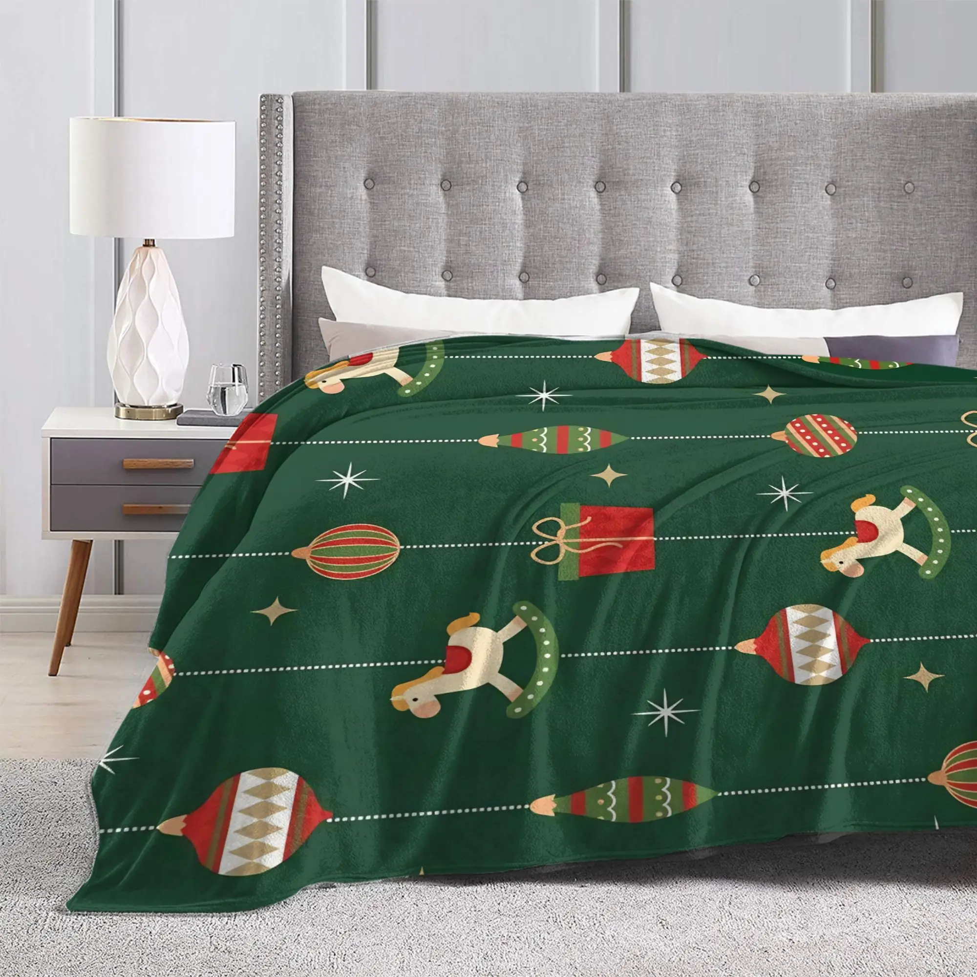 Christmas Xmas Cute Blankets Fleece Summer Air Conditioning Winter Holiday Multifunction Throw Blankets for Bed Plush Thin Quilt