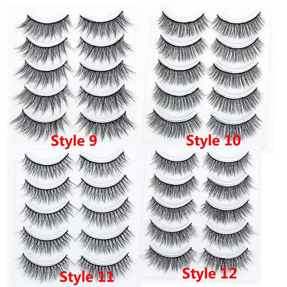 SKONHED 5 Pairs Woman Ultra-wispy Eye Makeup Tools 5D Faux Mink Hair Lash Extension False Eyelashes Full Volume Natural