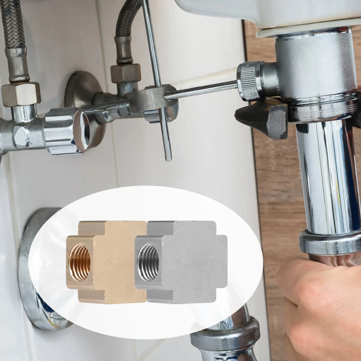 

2Pcs Internal Thread Fitting Brass Aluminum Connector for Gas Fuel Hydraulic Low Pressure Pipeline