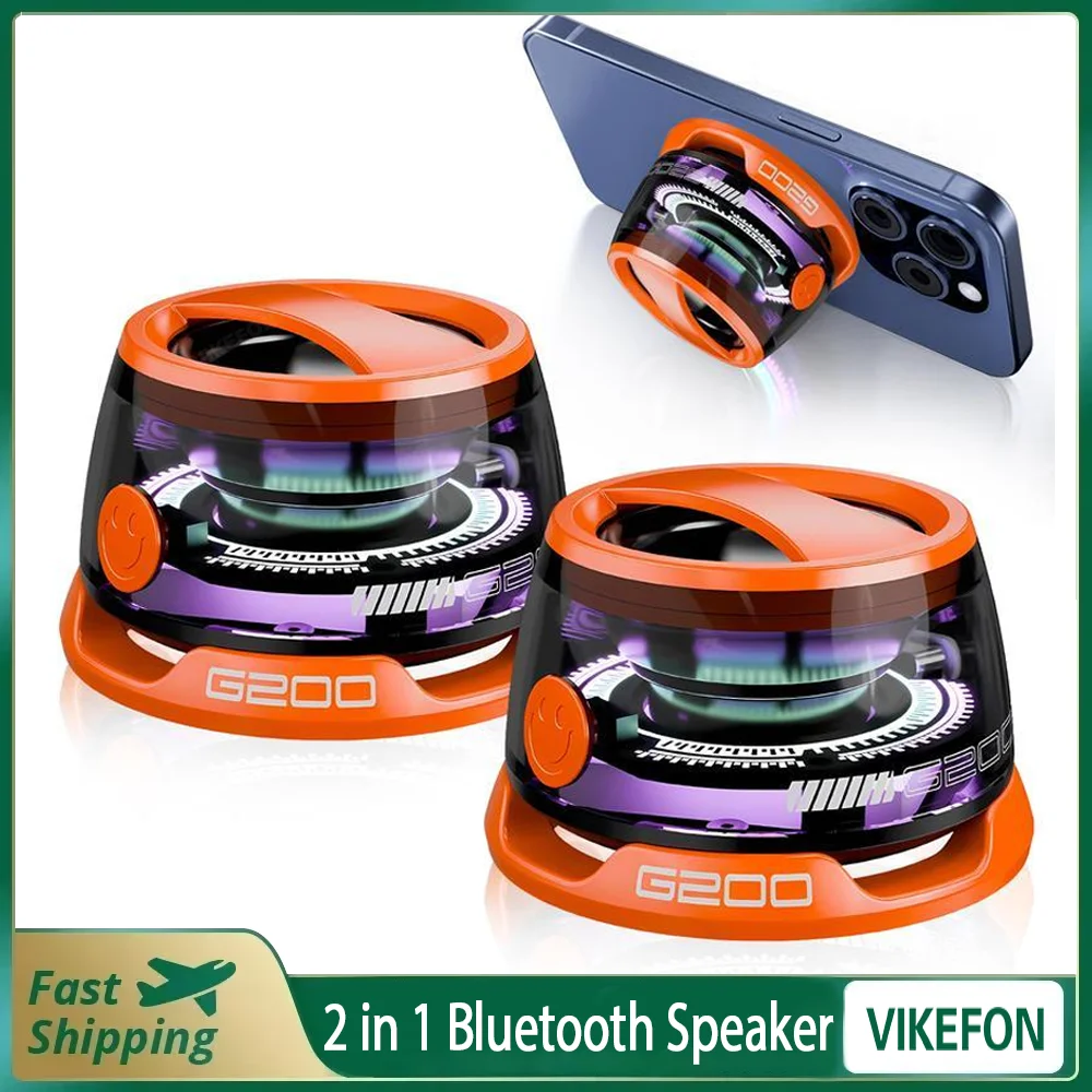 

VIKEFON Portable Bluetooth Speaker G200 RGB Lighting Magnetic Speaker BT5.3 Mini Sound Box 7 Hours Playback Phone Holder