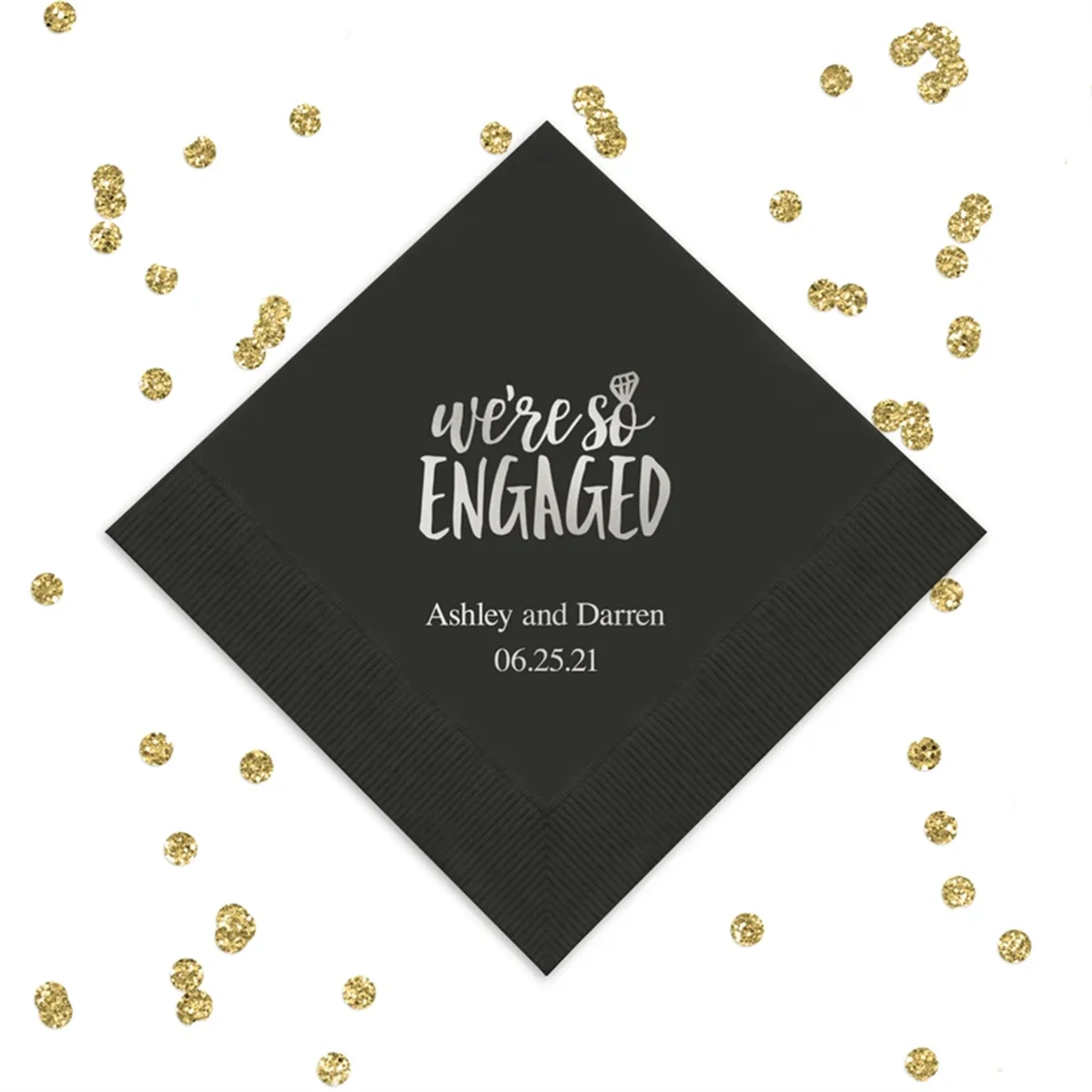 50pcs We're So Engaged Personalized Napkins - Custom Engagement Party Napkins - Engagement Announcement - Set of 50 Cocktail or