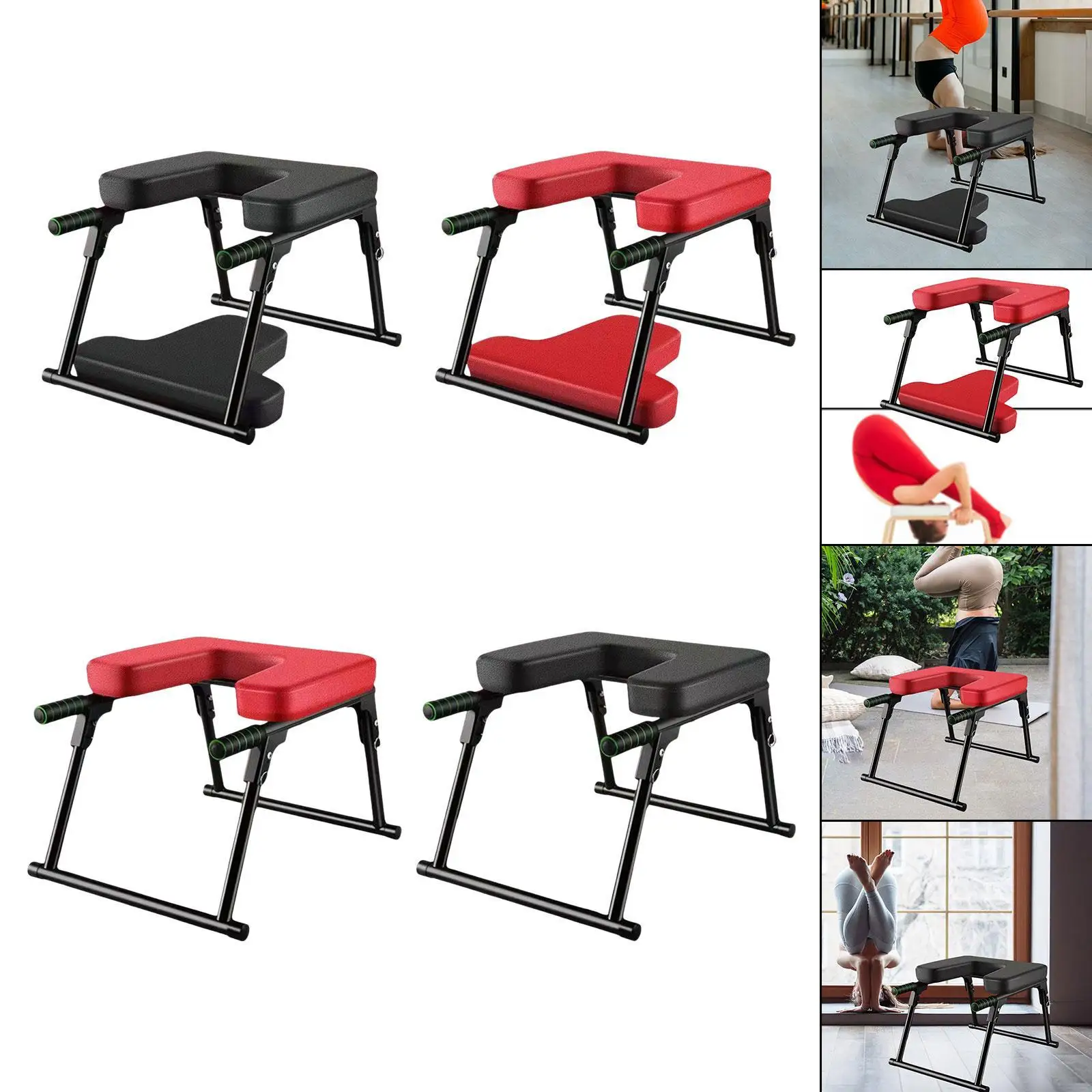 Yoga Headstand Bench Foldable Inversion Chair for Balance Flexibility Training Home Gym Equipment with Carbon Steel Frame PU