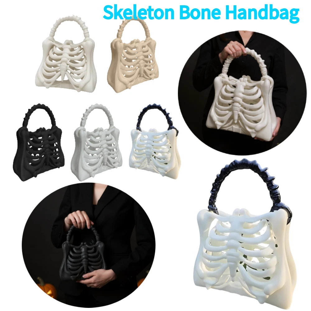 

3D Printed Gothic Rib Cage Shape Purse Unique Halloween Party Clutch Bag Halloween Skull Bag Gift for Women