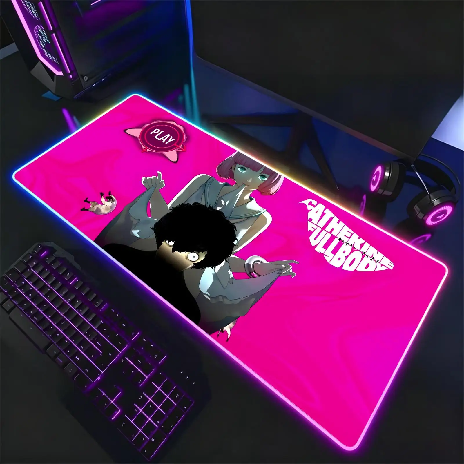 Catherine  Mouse Pad RGB Color Changing Gaming Mouse Pad, Stitched Edges, XXL Non-Slip Large Keyboard Desk Mat