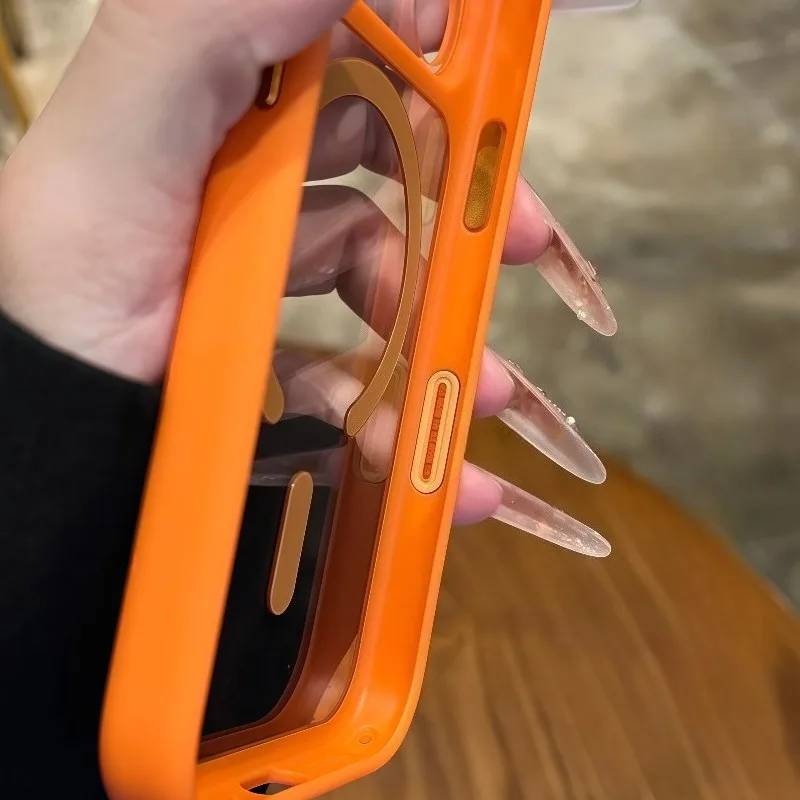 HOCE فاخر واضح المغناطيسي ل Magsafe حافظة آيفون 17 برو ماكس 17 الهواء غرامة حفرة لينة الوفير للصدمات غطاء شحن لاسلكي