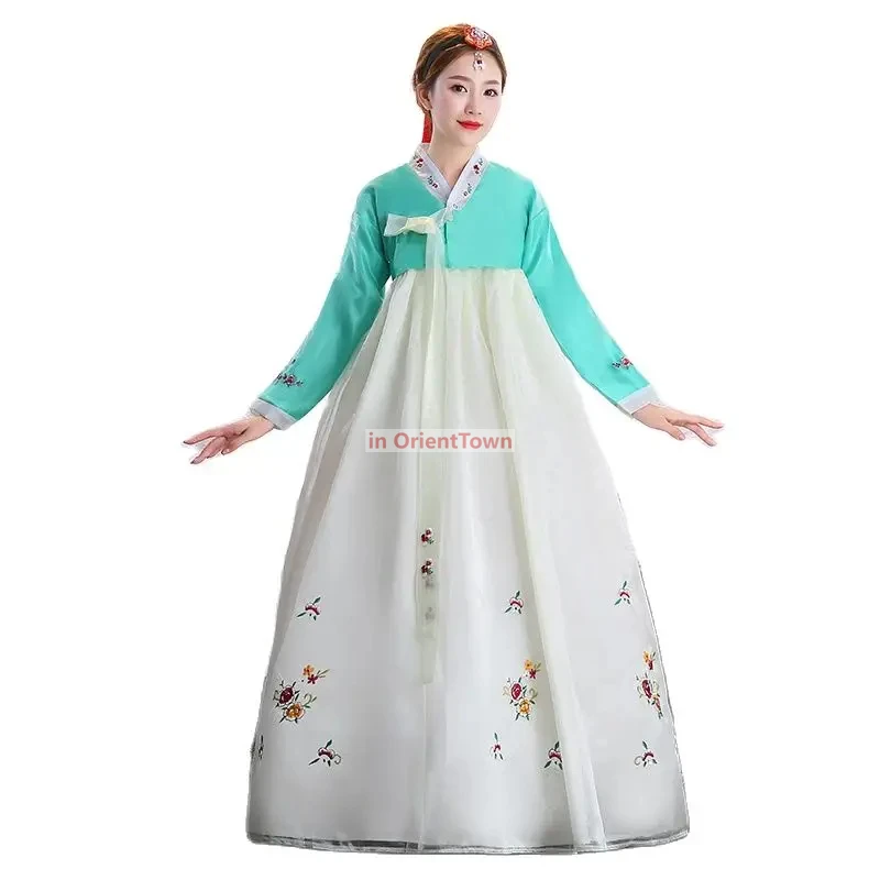 Women Traditional Asian Clothing Hanbok Costume Oriental Folk Dance Festival Celebration Stage Performance Wear