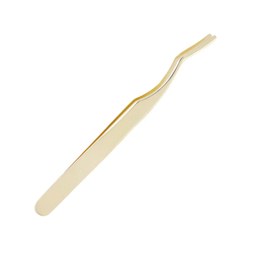 2 Stück Edelstahl-Wimpernverlängerungspinzette, gebogene Präzisionsspitzen für einfache Handhabung, langlebiges Schönheitswerkzeug, golden