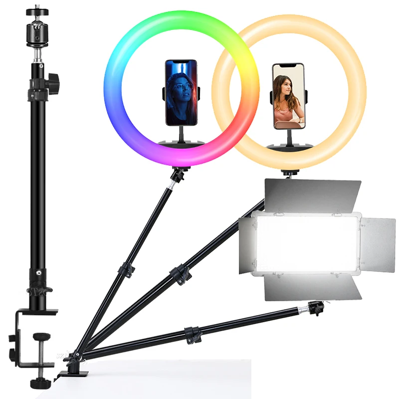 Desk Mount Stand DSLR Camera C Clamp Light Stand Photographic Light Boom Stand With Ball Head for Phone Video Ring Light Zoom