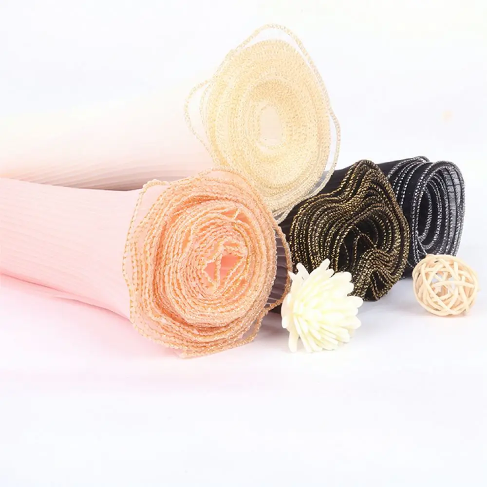 Ruffled Wave Pattern Floral Packaging Mesh Pearl Decorative Fabric Bouquet Wrapper For Wedding Ceremony Holiday Gift Supplies