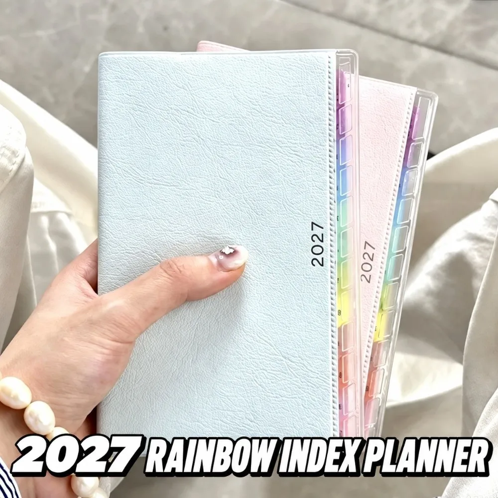 New Textured Cover 2027 Planner with Rainbow Index Tabs with Calendar Planner Notebook Dated Planner Journaling