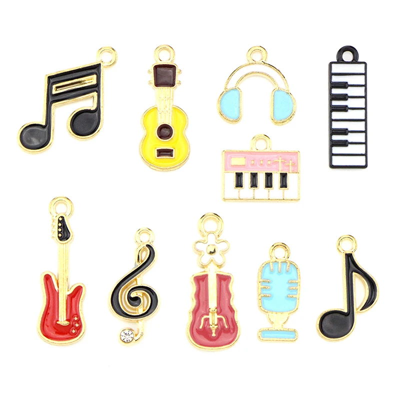 10Pcs/set Music Musical Note Enamel Charms Pendant DIY Bracelet Necklace Earring Jewelry Making Accessories