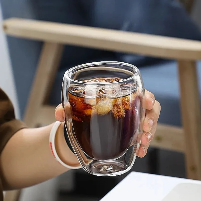 

TOPLIVING 225ml/320ml Double Wall Glass Cup Drinking Glasses Transparent Coffee Mug Heat-Resistant Tea Cup Latte Mocha Coffee Mu