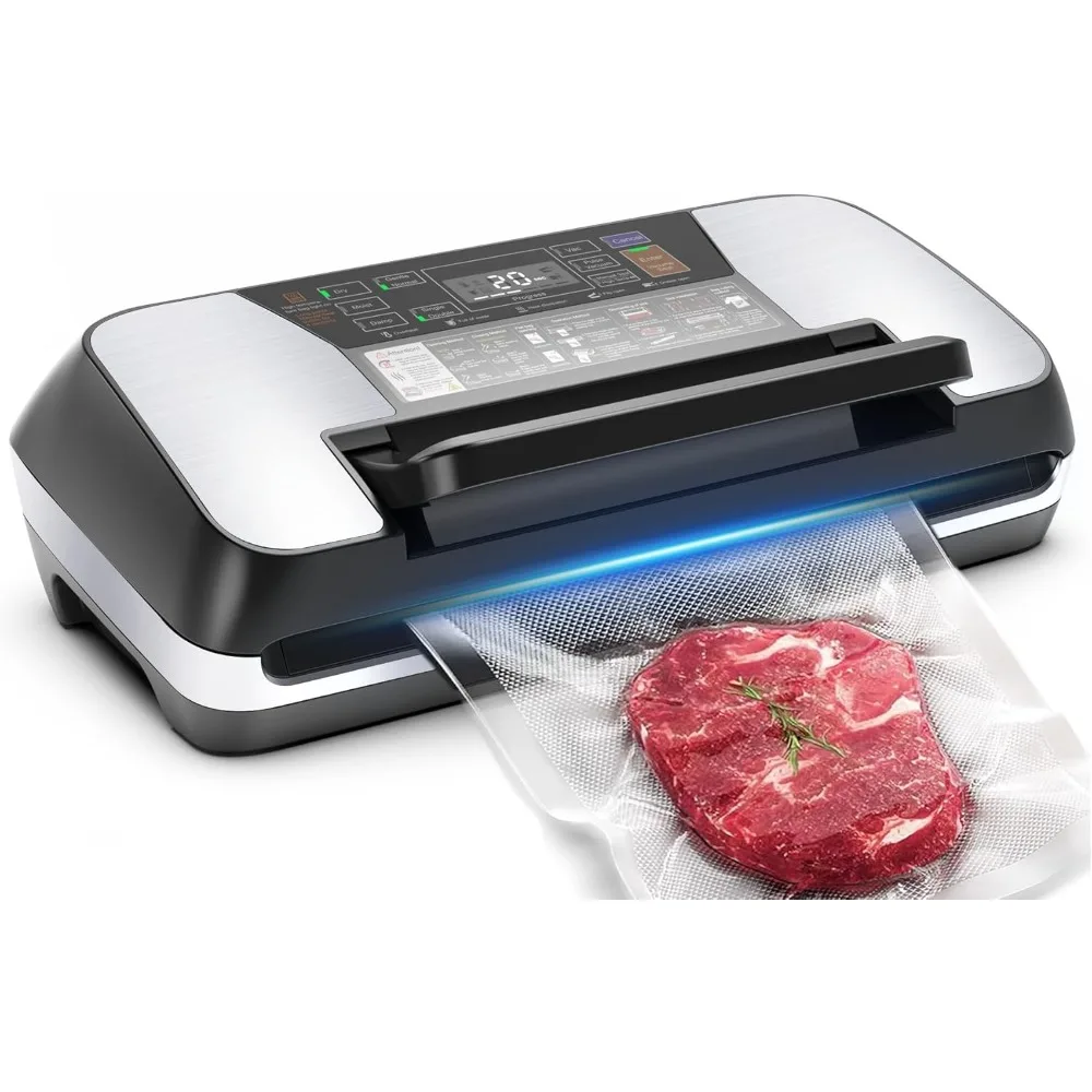 

Food Vacuum Sealer Machine, with Easy Lock Handle, Double Heat Seal, Vacuum Sealer Food with Built in Cutter and Bag Storage