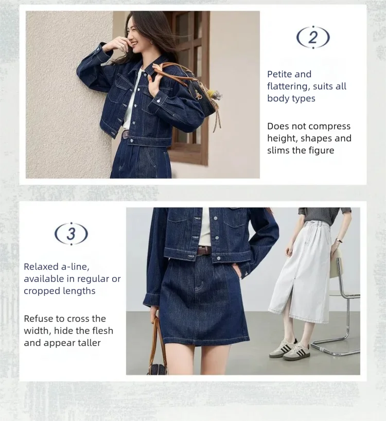 SENTUBILA Lyocell-Mäntel für Damen 2026 Neue Einreihige Kurze Jeansjacke mit Reverskragen Frühling Pendlerkleidung W61WD6040 – Detail 3
