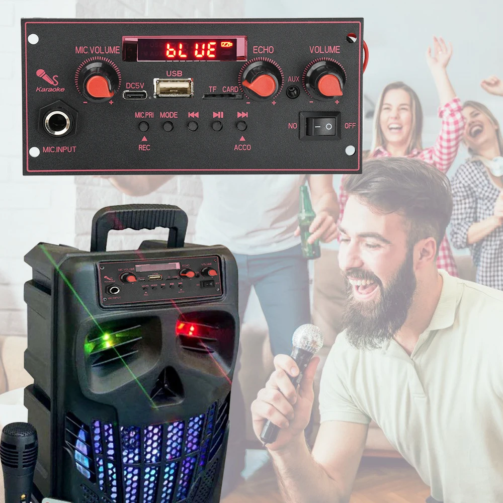DC 3.7-5V  MP3 5.0 Bluetooth decoding board amplifier board with microphone function 2x10W with amplifier without batteries