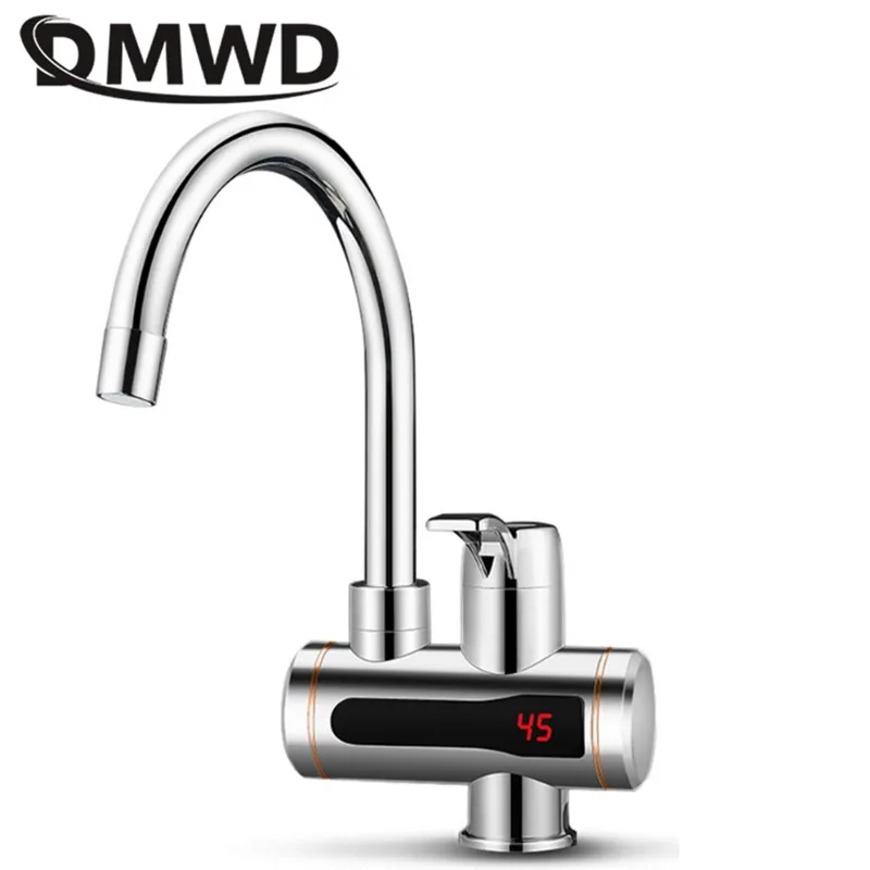 DMWD Electric Instant Hot Water Faucet Stainless Steel Water heater Tankless Tap LED Temperature Display For Kitchen shower