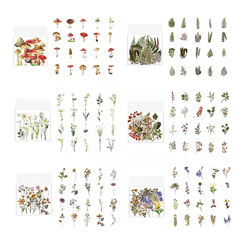 Vintage Journaling Stickers Pack 240Pcs, Scrapbook Sticker Aesthetic Natural Plant Flower Mushroom Sticker