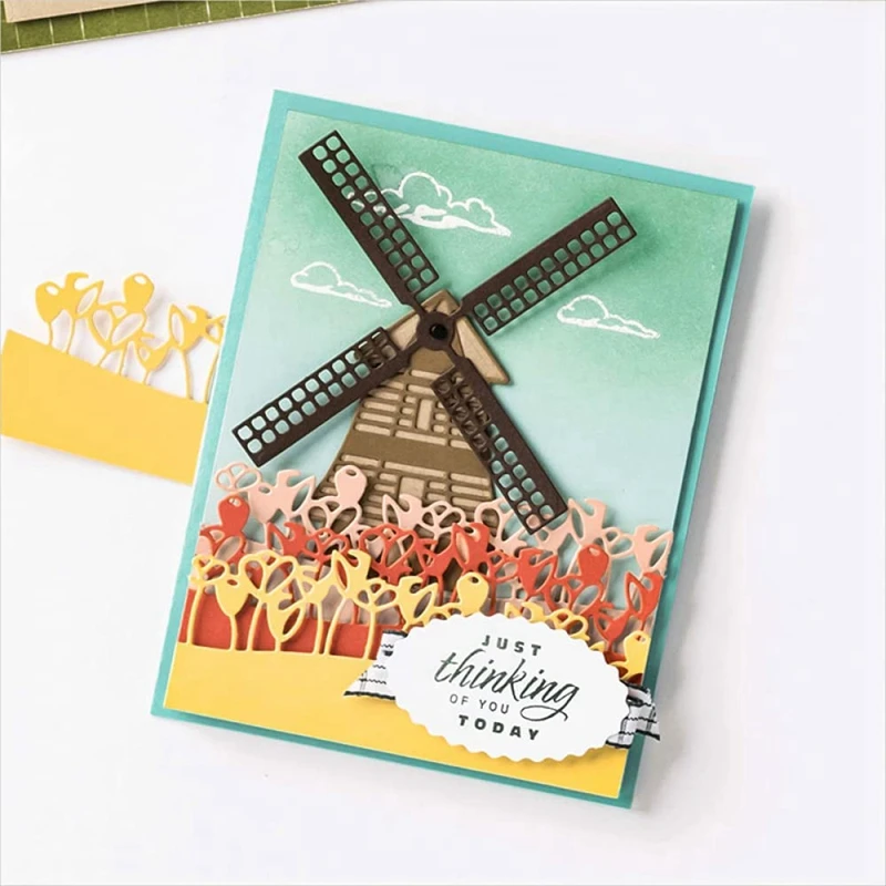 Windmühle Fahrrad Stirbt Und Briefmarken Sets Für Karte, Die DIY Scrapbooking Metall Schneiden Stirbt Match Silikon Dichtung Briefmarken