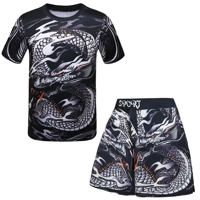 

Kids MMA Boxing Jerseys MMA Compression T-shirt +Pants Rashguard Jiu Jusit Long Sleeve Tight Trousers Children BJJ MMA Sportsuit