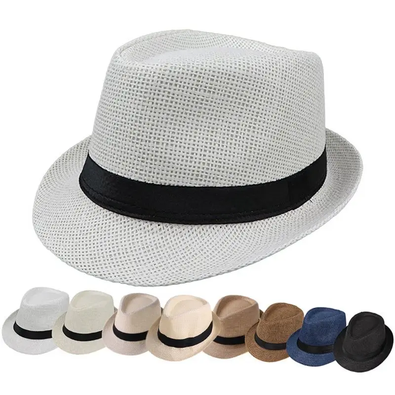 Children Kids Summer Beach Straw Hat Jazz Panama Breathable Hat Large Brim  Outdoor Breathable Hats Girls Boy Sunhat