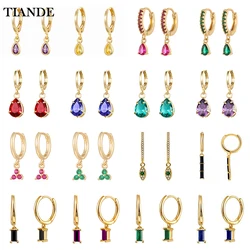 TIANDE Gold Color Cute Water Drop Earrings For Women Color  Zircon Piercing Huggies Hoop Dangle Earrings 2023 Fashion Jewelry