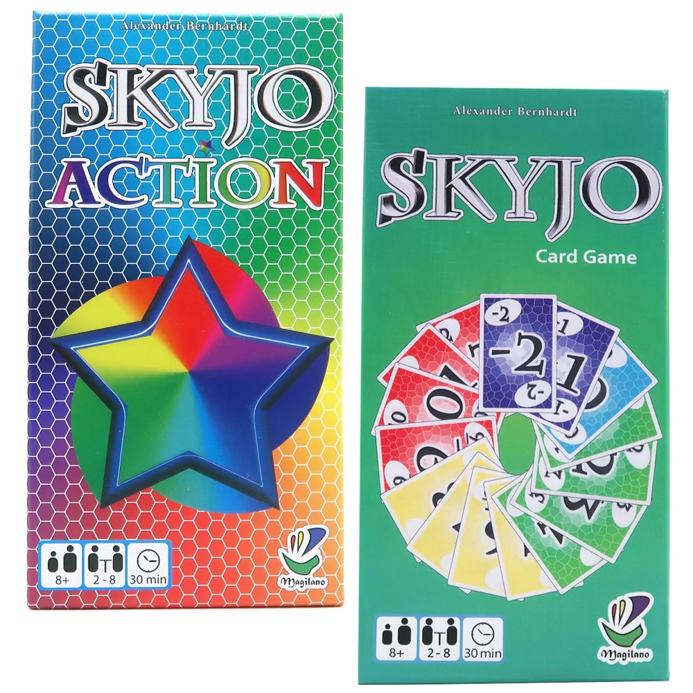 Skyjo Juegos de mesa Tarjeta Fiesta de las mesas para toda la familia Deck Box Wit Jogos colectivos sociales Tapis para niños Poker Social