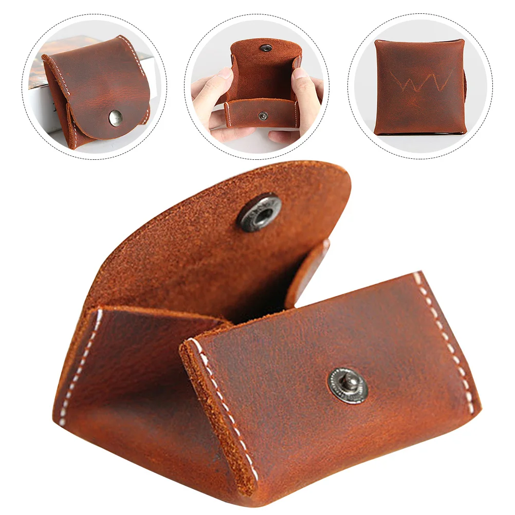Durable Small Coin Organizer Men Coin Pocket Lightweight Travel Earphone Pouch Fashionable Button Design Clutch