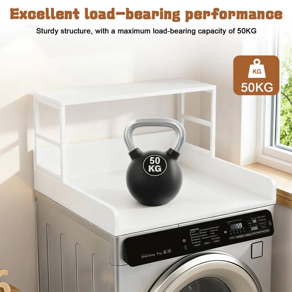 

27.5" Washer Dryer Countertop with Shelf, 2-Tier Laundry Countertop with Anti-Slip Strips and Edge Rails, Washer Dryer Topper,