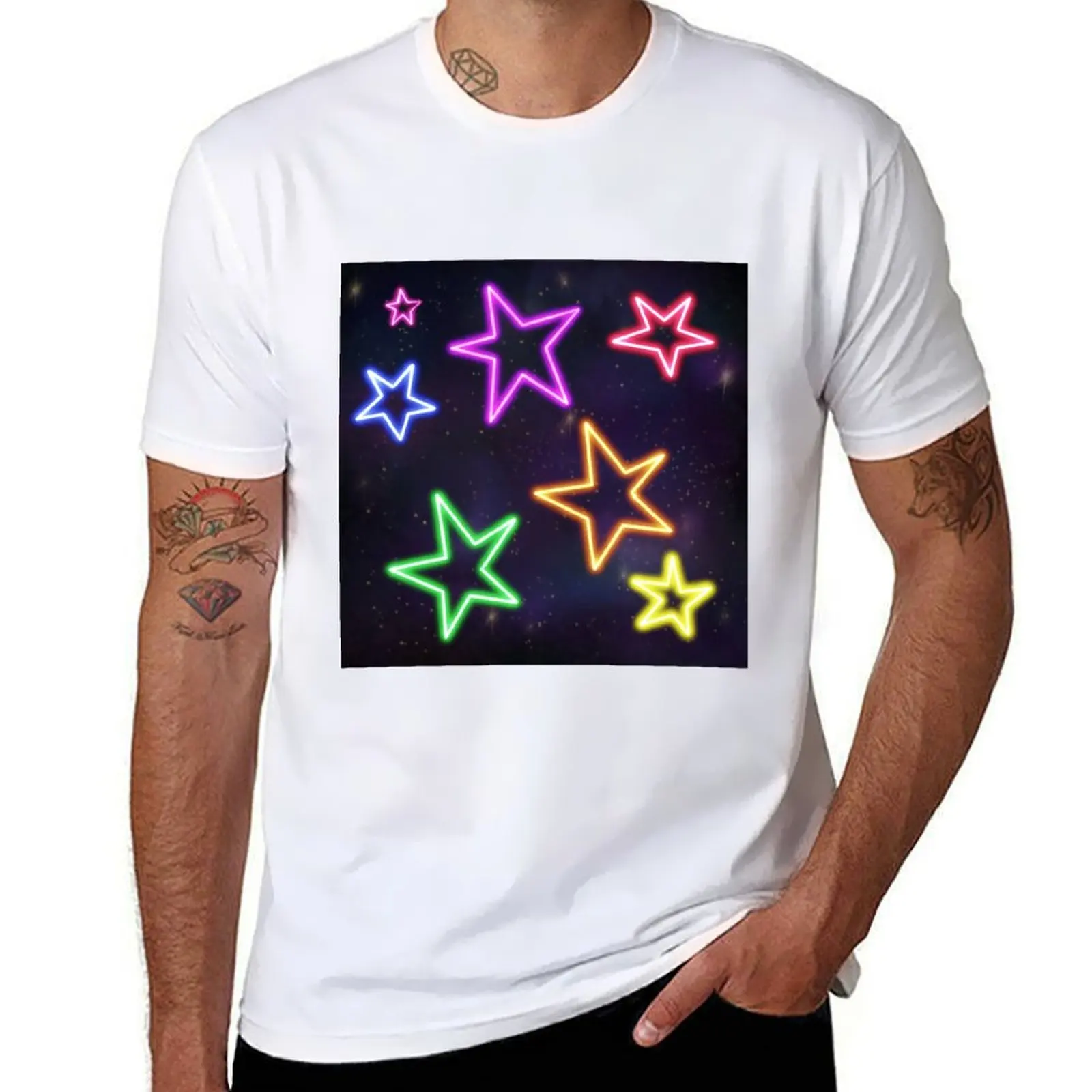 

Rainbow space stars T-Shirt cotton tshirt 100% anime t shirts for man T-Shirt
