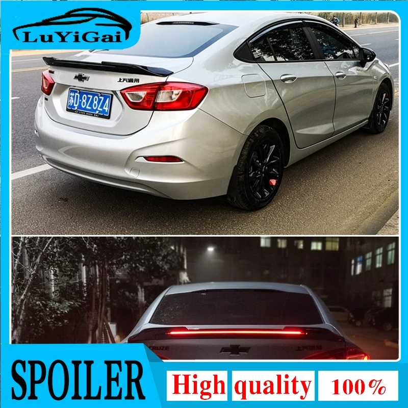 ABS Plastic Red Black White Color Rear Roof Wing Lip Trunk Spoiler With Led Light Car Styling For Chevrolet Cruze 2017 2018 2019