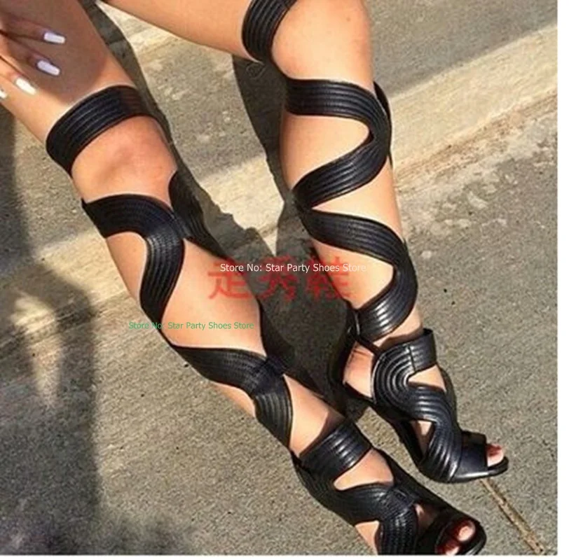 Sexy S Style Woman Super Thin High Heel Stage Show Sandals Back Zipper Peep Toe Female Back Lace Up WrappingvParty Sandal Shoes