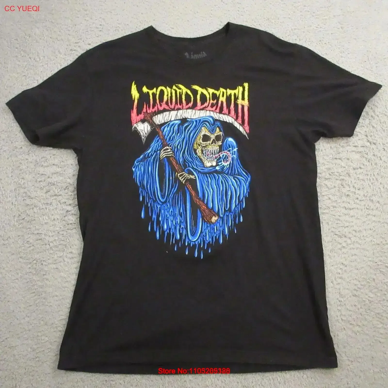 Liquid Death Water T shirt size Medium Grim Reaper Print Logo vintage Washed Slightly graphic designer clothes Comfortable