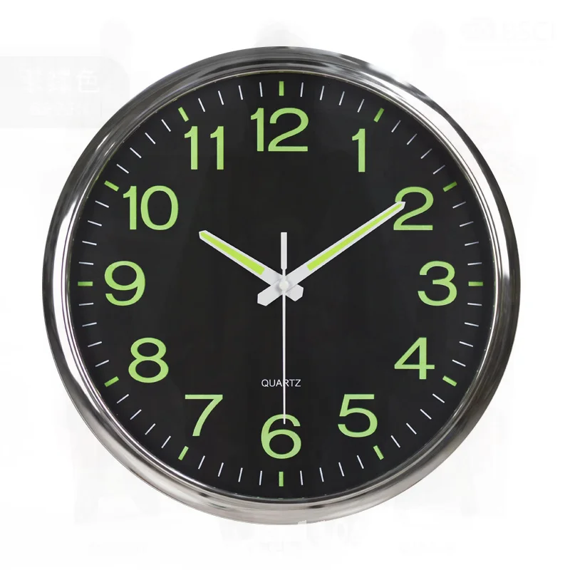 12 Inch 30CM Luminous Plastic Wall Clock Quartz Movement Bedroom Living Room Decor Simple Design with Logo Battery Powered