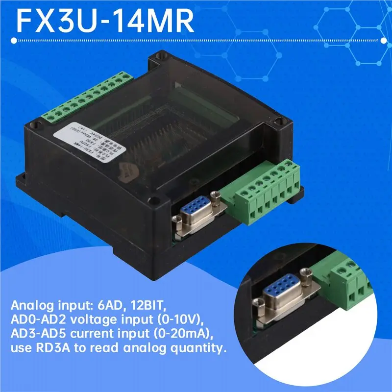 ABRU-2X PLC Industrial Board FX3U-14MR High Speed With Analog Programmable Controller FX3U-14MR