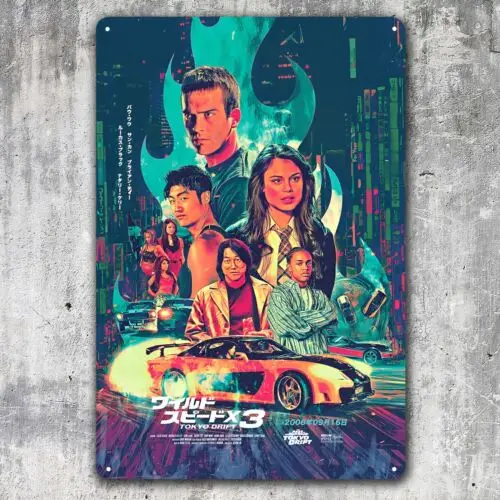 The Fast And Furious Tokyo Drift Movie Metal Poster Tin Sign - 20x30cm Plate  -aluminum