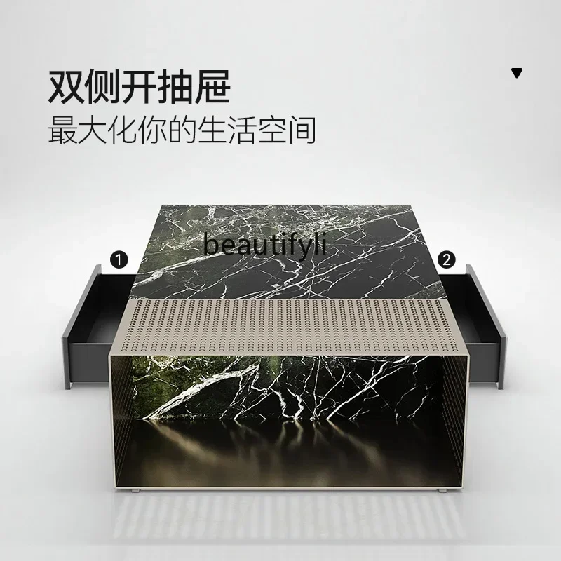 TTT Italian minimalist splicing storage coffee table living room rectangular light luxury high-end designer