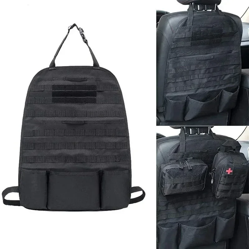 Molle tático organizador de assento de carro, bolsa de armazenamento, organizador traseiro de assento de carro, universal, auto-condução, caça, capa de assento, acessórios