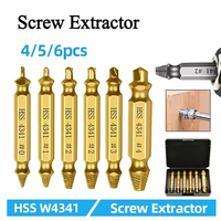 4/5/6Pcs Set Damaged Screw Extractor Center Drill Bit Set Woodworking Tools Broken Bolt Extractor Bolts Screws Remover Extractor