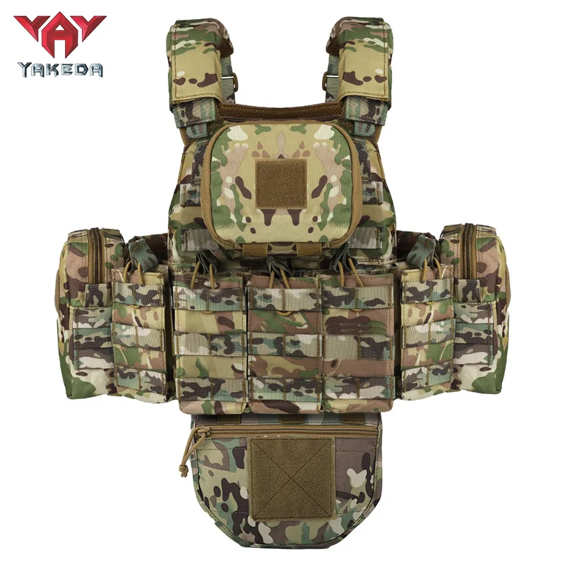 

YAKEDA Tactical Plate Carrier Vest Camo Molle Magazine Pouches Hunting Full Protection Tactical Vest With Hydration Carrier Bag