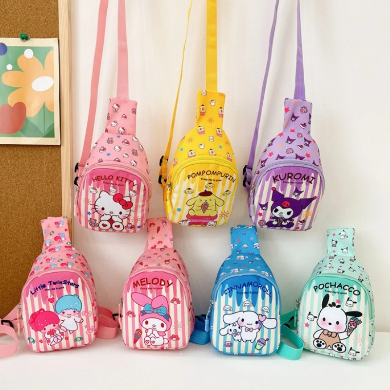 

Hello Kitty Kuromi Cinnamoroll Crossbody Bag Girls Boys Anime Shoulder Bags Kids Outdoor Sport Travel Chest Pack Christmas Gift