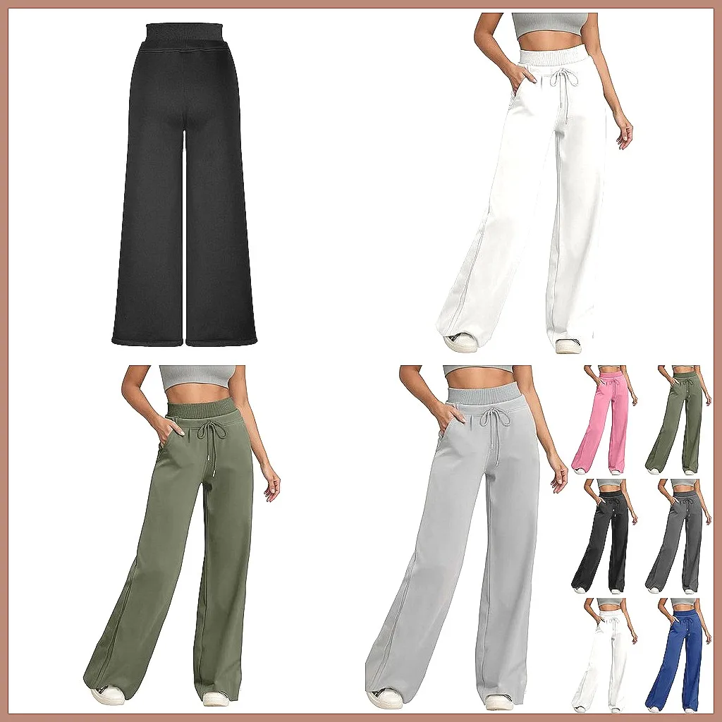 

Women's High Waist Yoga Pants with Pockets, Stretch Straight Leg Sweatpants Lightweight Joggers