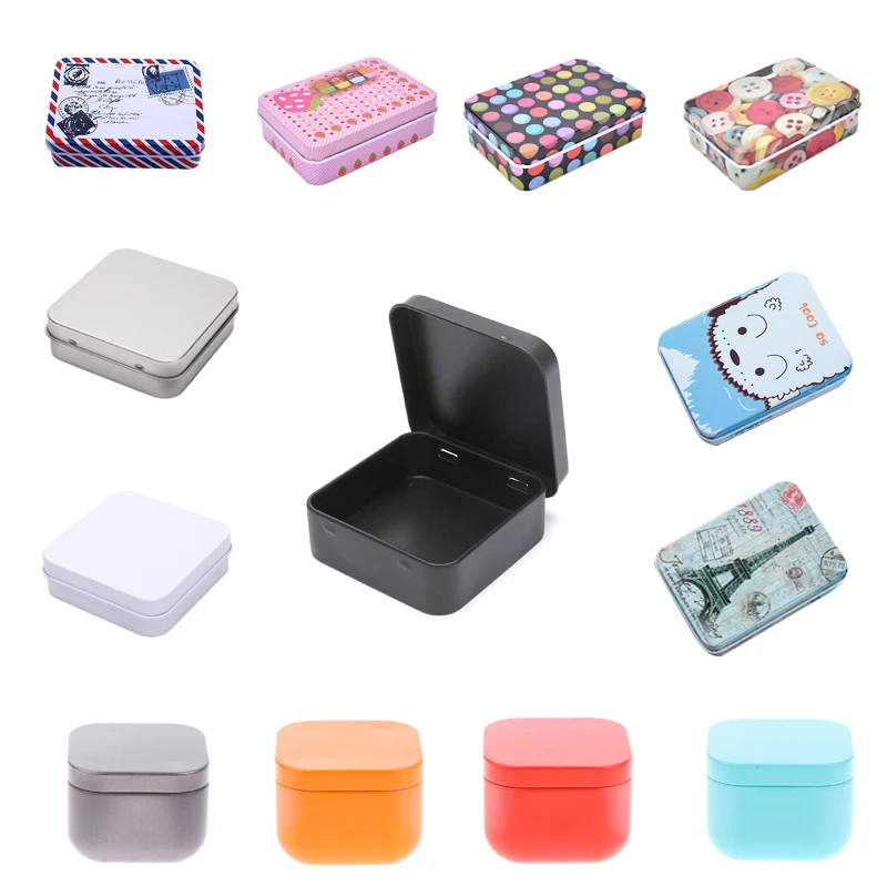 Hot New Mini Metal Tins Container Square Hinged Flip Storage Tin Box Small Kit Case Jewelry Coin Candy Condom Organizer Portable