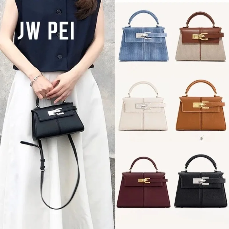 Jwpei Trapezförmige Tasche, modische Kelly-Handtasche, hochwertige vielseitige Umhängetasche, Damenhandtasche aus echtem Leder.