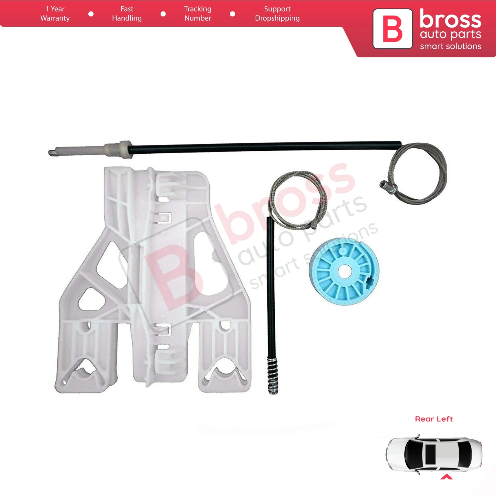 BWR5066 Kit perbaikan pengangkat Regulator jendela listrik kiri belakang untuk Audi A1 MK1 8X 2010-2019 5-Door Hatchback Sportback 8X4839461