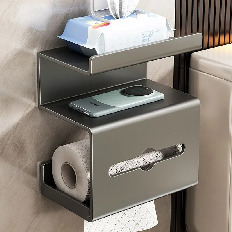 No Drill 3-Tier Wall Mount Toilet Paper Holder Bathroom Storage Organizer