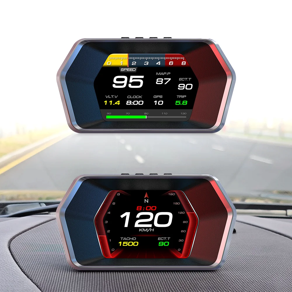 OBD2 GPS Turbo Pressure P17 Head Up Display Obd2 Gauge Car Accessories Hud Obd2 Scanner for Vehicle