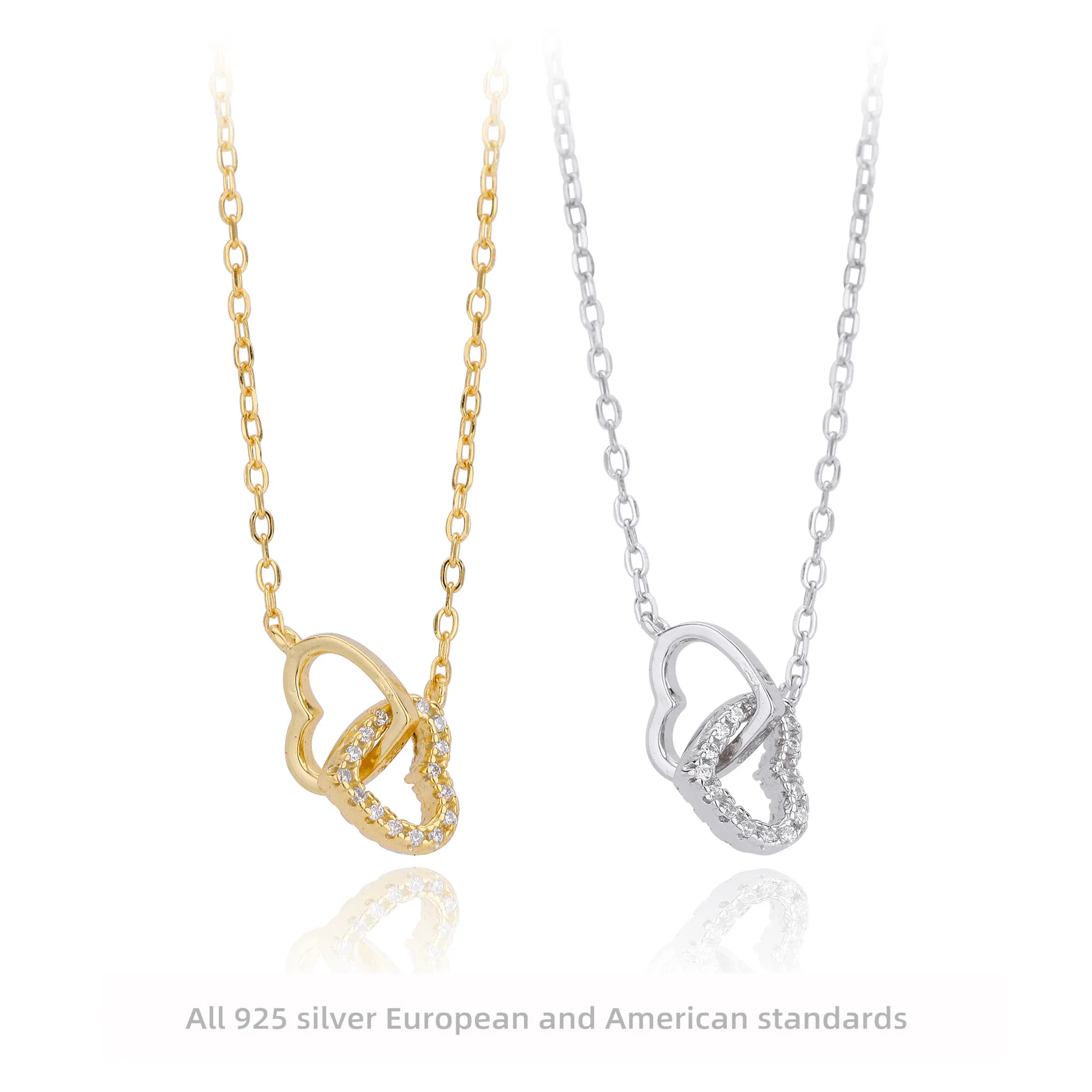 Withered S925 Sterling Silver Necklace With Fashionable Zirconium Inlay And Interlocking Collarbone Chain Accessory