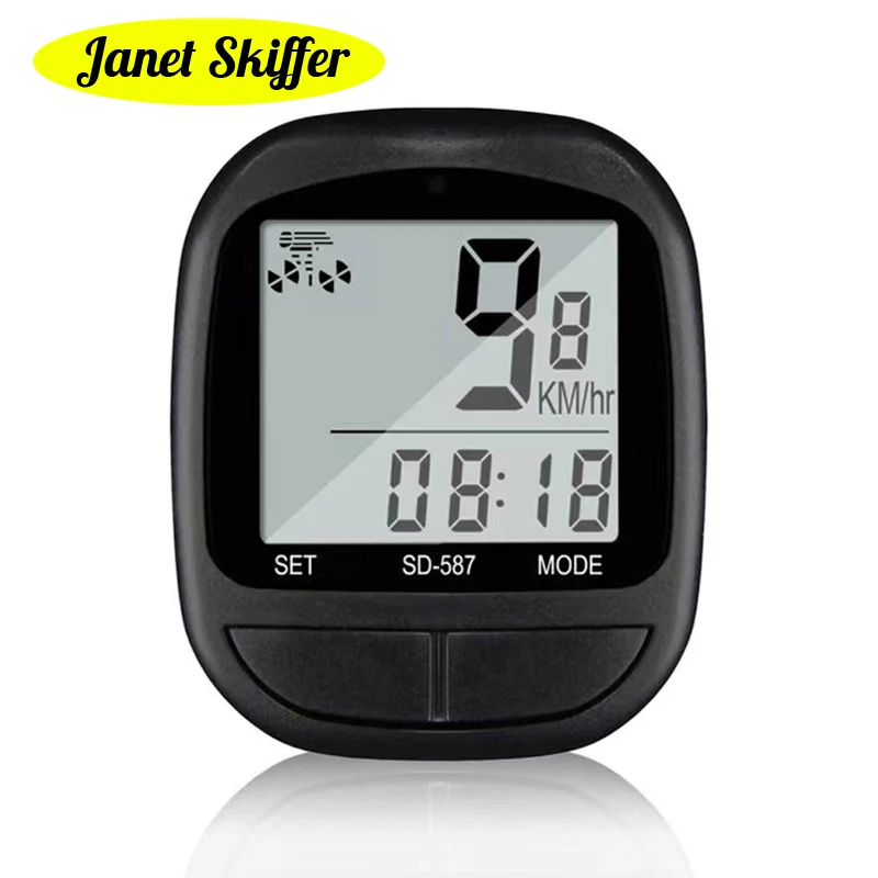 Bicycle Computer Wired Waterproof Bigital Bike Speedometer Odometer with Backlight Bike Stopwatch Speed Counter Code Table Black