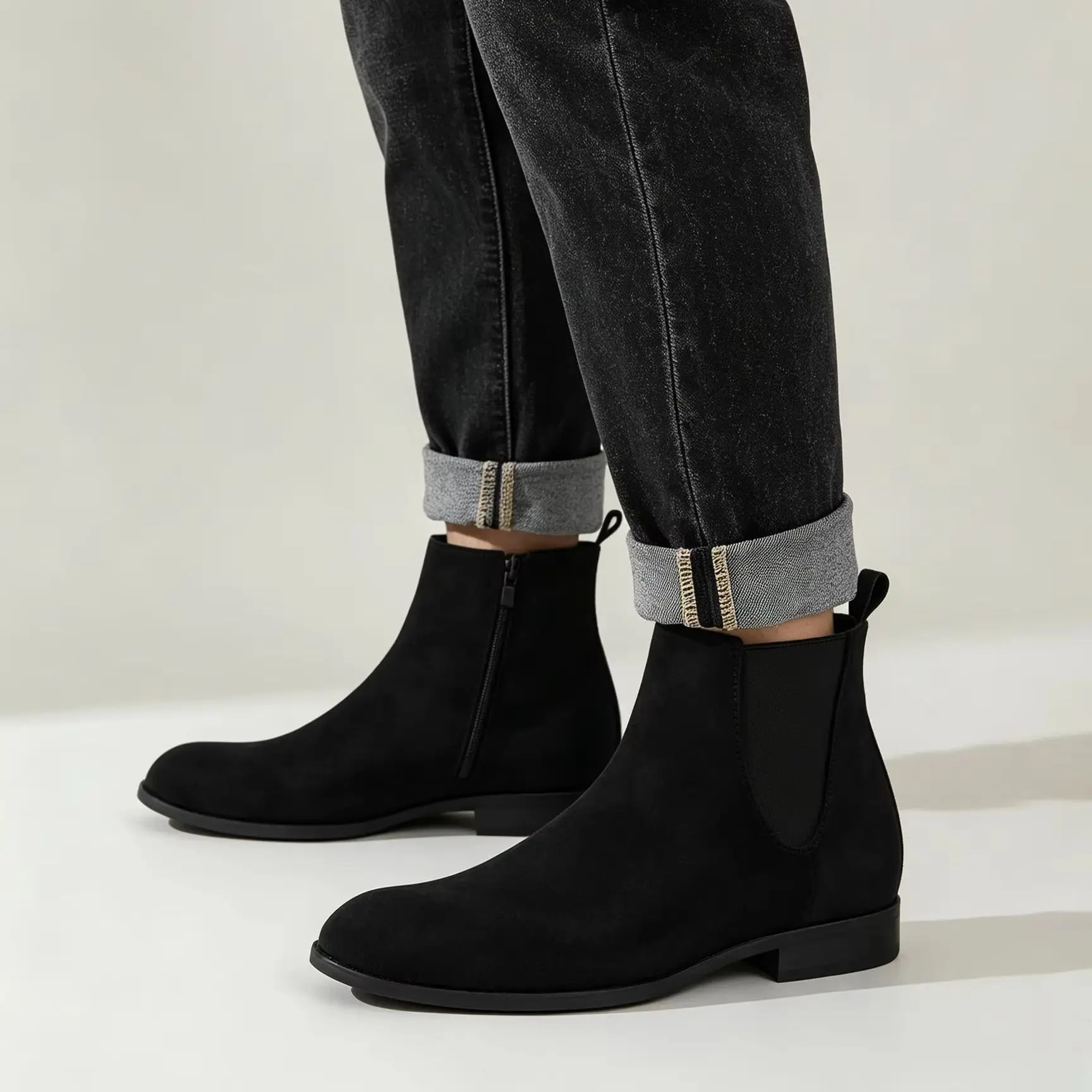 Desaidb Men's Suede Chelsea Boots Feature a Side Zipper Design and Are Classic British Style Ankle Boots, Suitable for Business - view 4