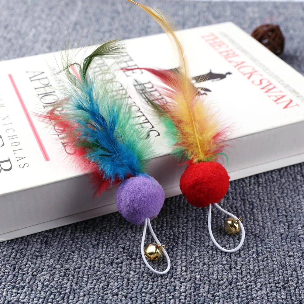 5 قطع من ألعاب ريش القطط البديلة مع جرس من الريش الطبيعي لعبة دعابة للقطط للعب في الأماكن المغلقة #3